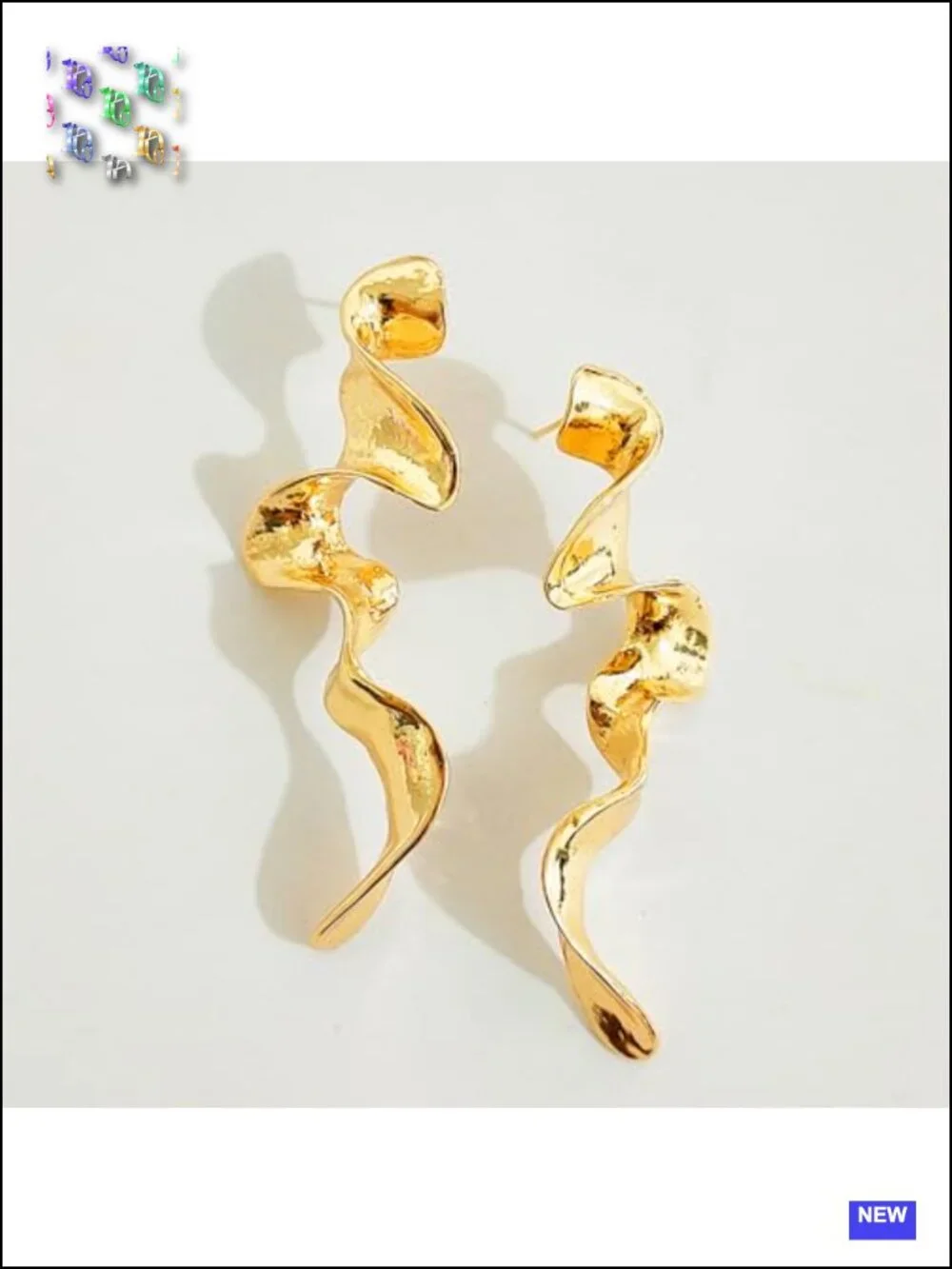 14K Gold Irregular Geometric Drop Dangle Statement Earrings